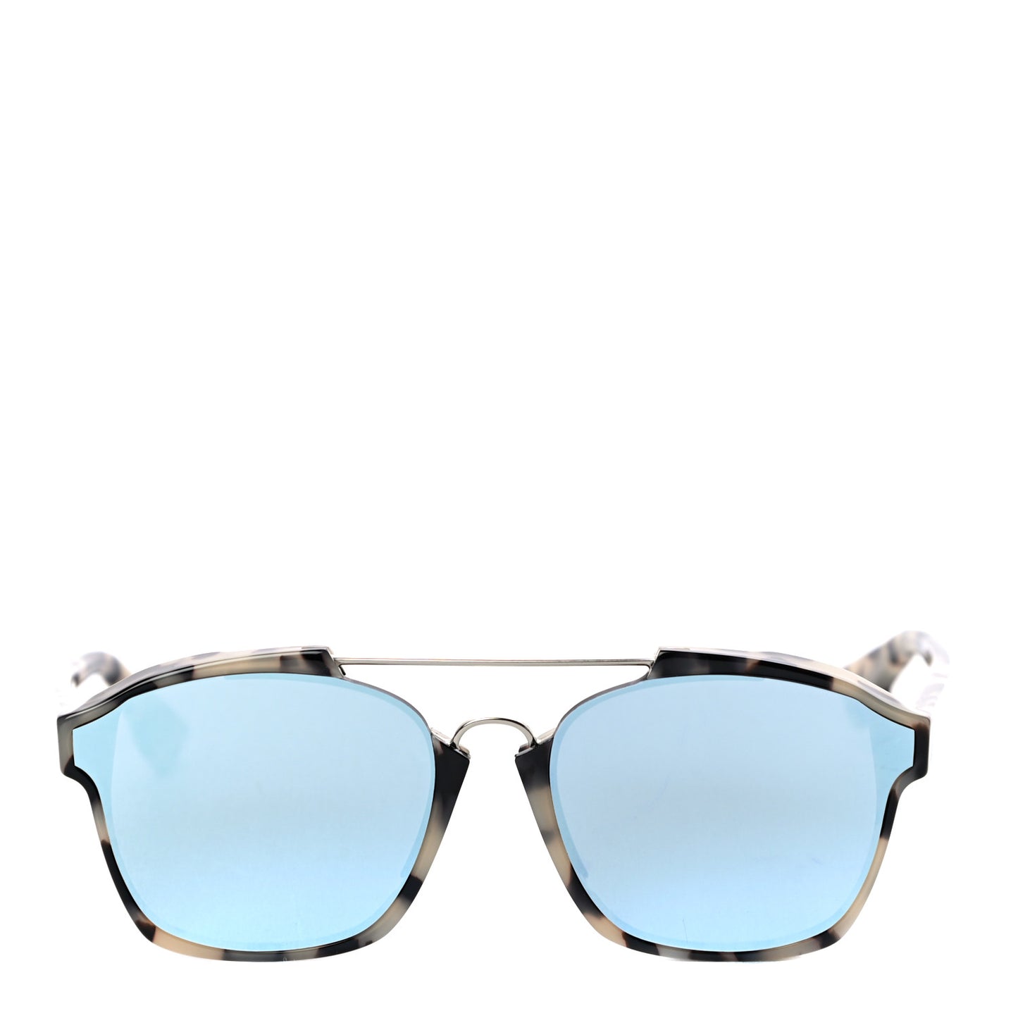 Abstract Square Mirrored Sunglasses Spotted Havana Blue
