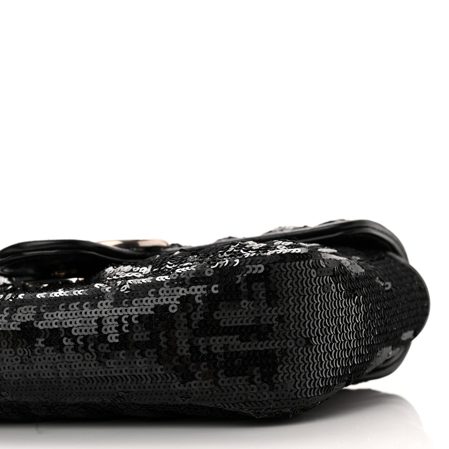 Sequin Matelasse Diagonal Mini GG Marmont Shoulder Bag Black