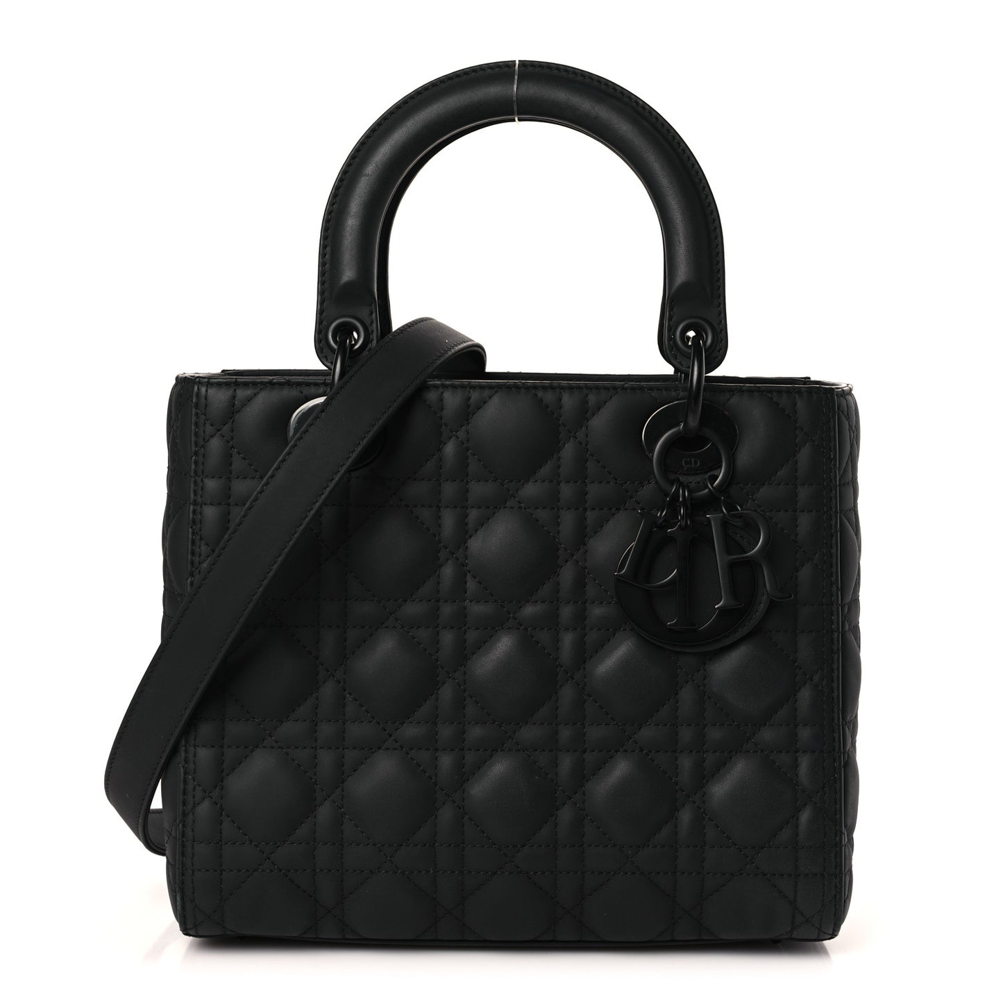 Ultra Matte Calfskin Cannage Medium Lady Dior Black