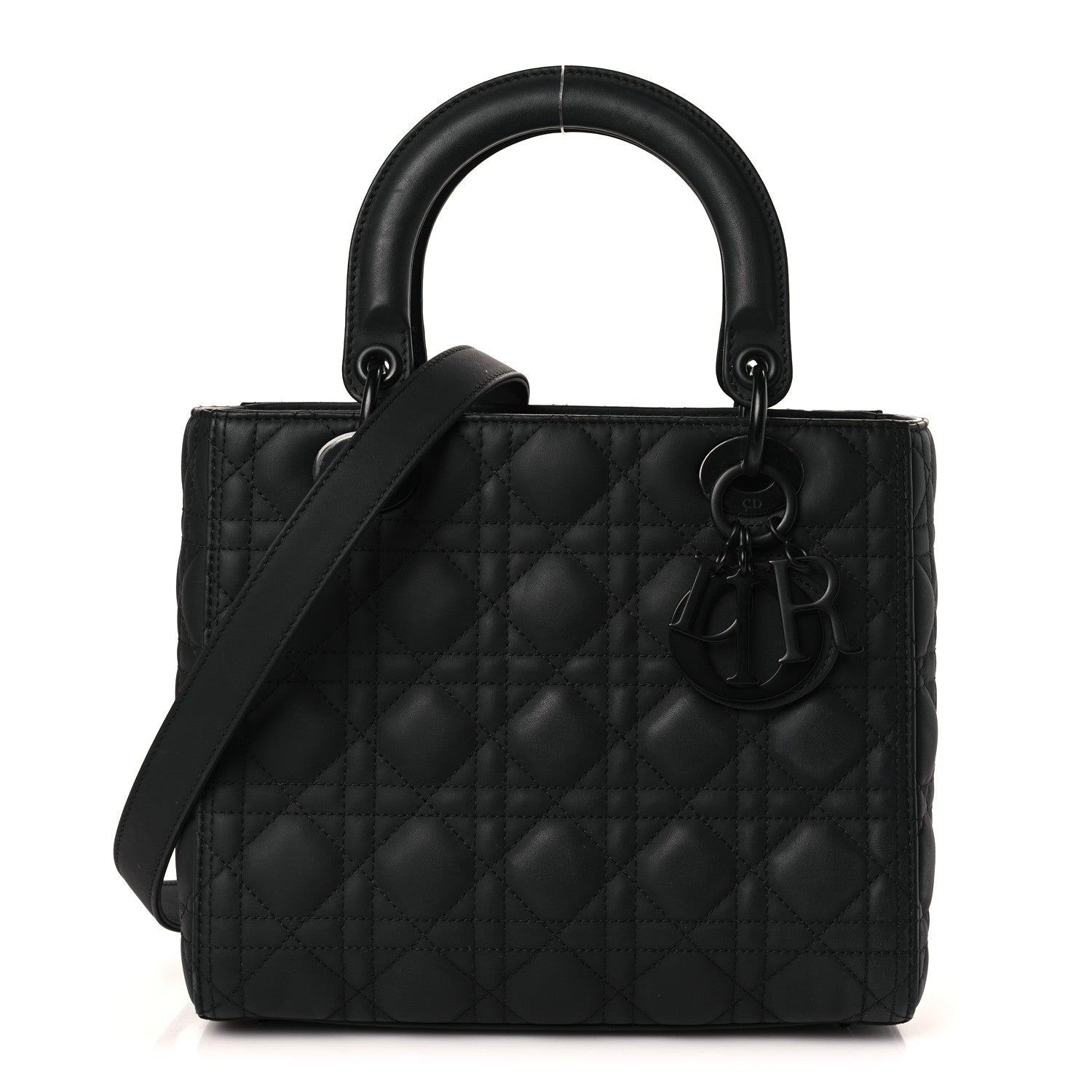 Christian Dior Ultra Matte Calfskin Cannage Medium Lady Dior Black 1 of 9