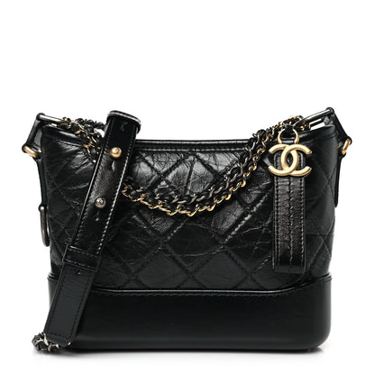 Chanel Aged Calfskin Quilted Small Gabrielle Hobo Black 1 of 9