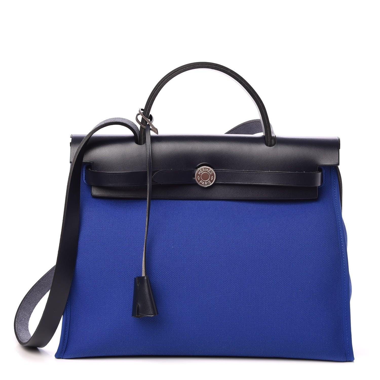 Hermes Toile Vache Hunter Herbag Zip 31 PM Bleu Electrique Bleu Indigo 1 of 11