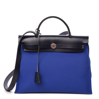 Hermes Toile Vache Hunter Herbag Zip 31 PM Bleu Electrique Bleu Indigo 1 of 11