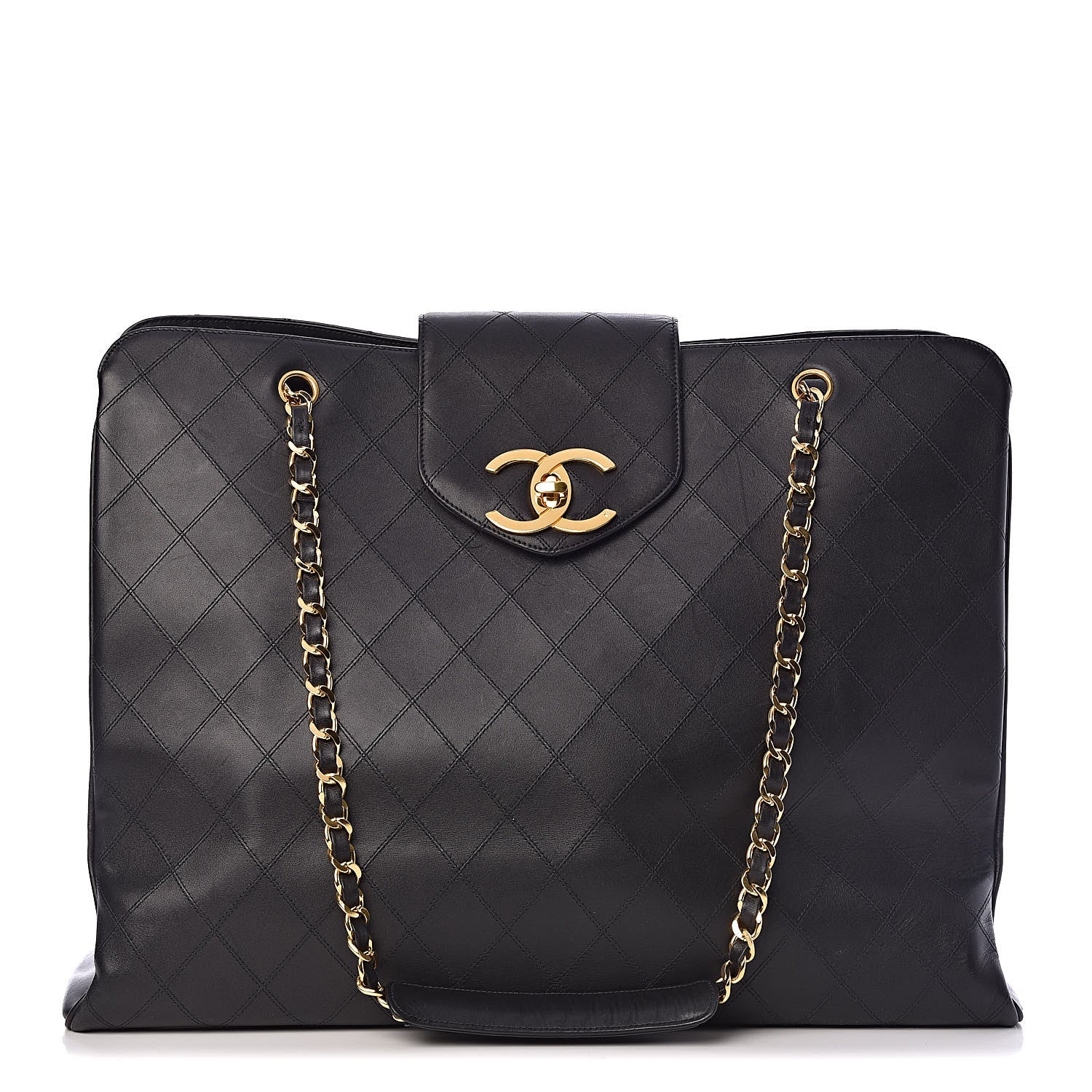 Chanel Calfskin Stitched XL Weekender Black 1 of 14