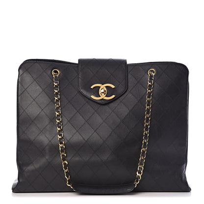 Chanel Calfskin Stitched XL Weekender Black 1 of 14