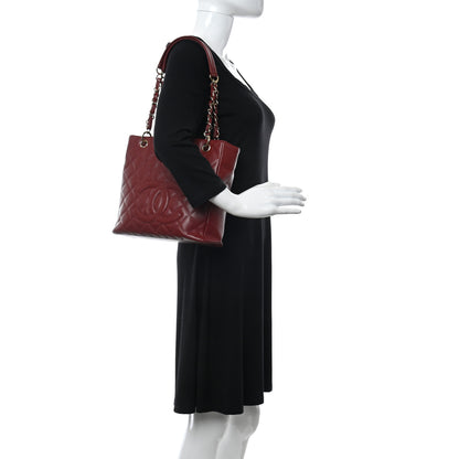 Chanel Caviar Quilted Petit Shopping Tote PST Red 2 of 11