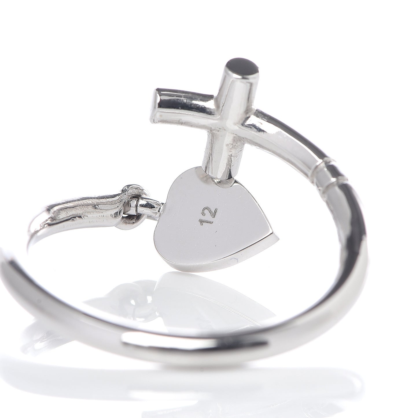 18K White Gold Cross and Heart Ring 51 5.75