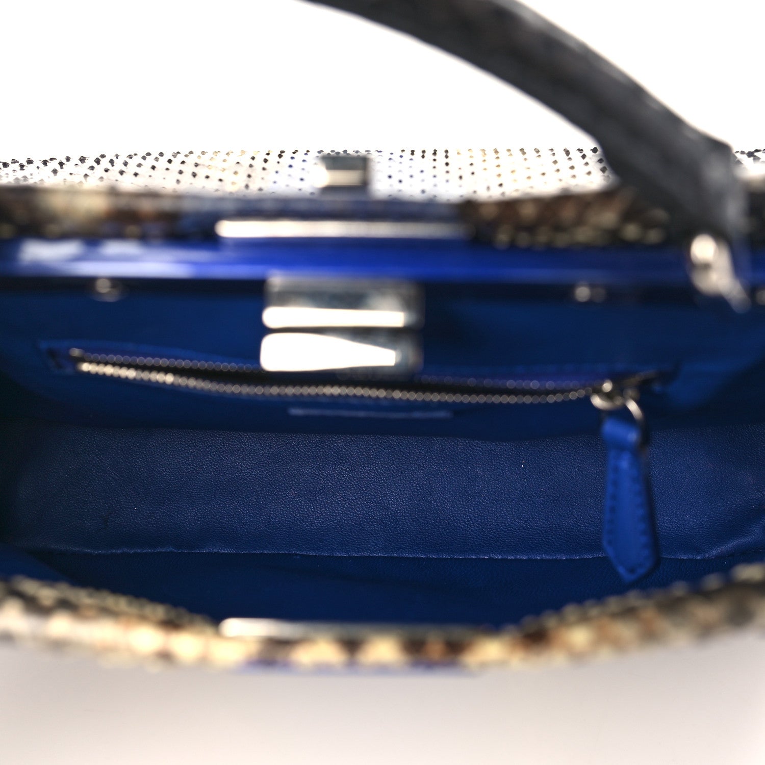 Fendi Snakeskin Mini Peekaboo Iconic Satchel Blue Multicolor 5 of 10