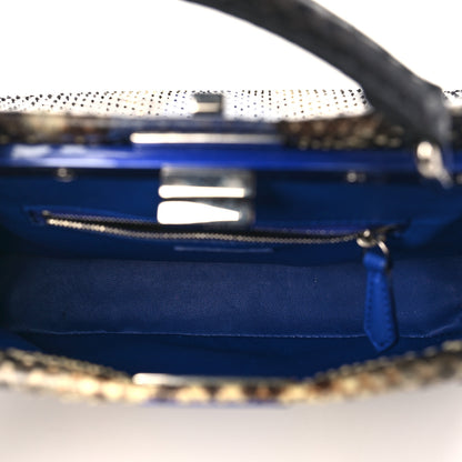 Fendi Snakeskin Mini Peekaboo Iconic Satchel Blue Multicolor 5 of 10