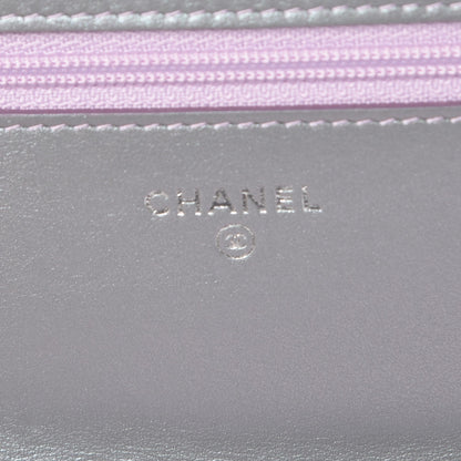 Chanel Iridescent Lambskin Chevron Quilted Reissue Wallet On Chain WOC Light Purple 6 of 9