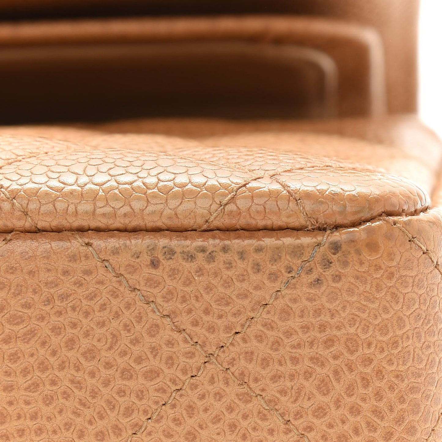 Caviar Quilted Small Double Flap Beige