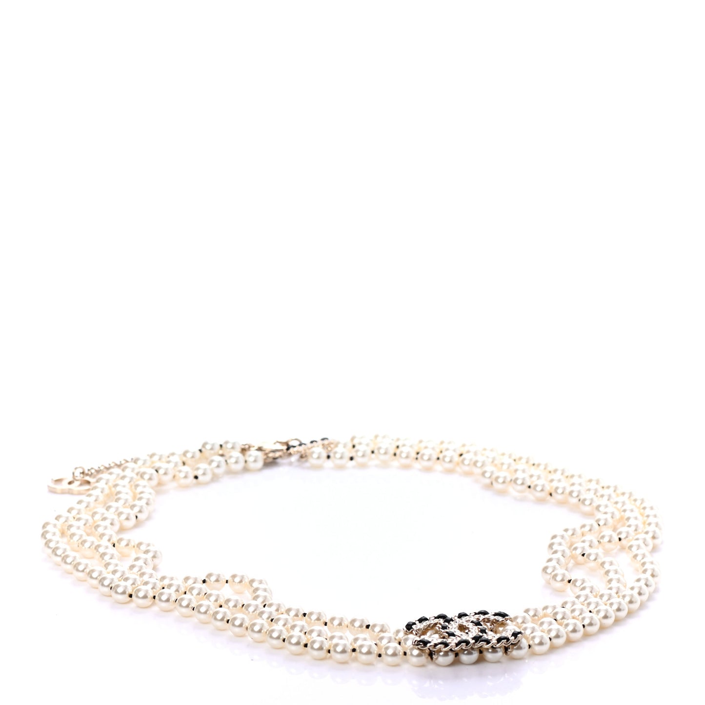 Pearl Crystal CC Triple Strand Fancy Belt 70 Pearly White