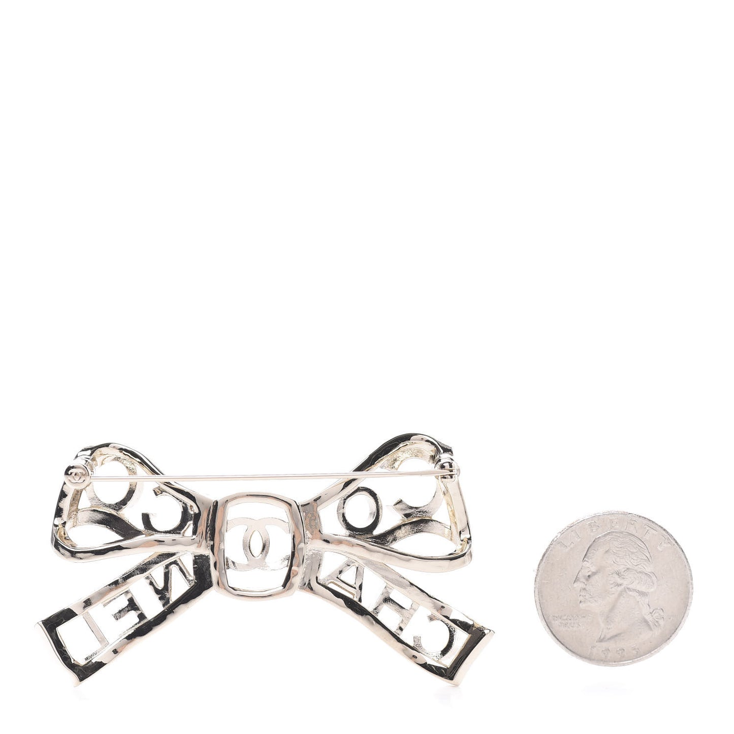 Metal Crystal Bow-tiful CC Brooch Gold