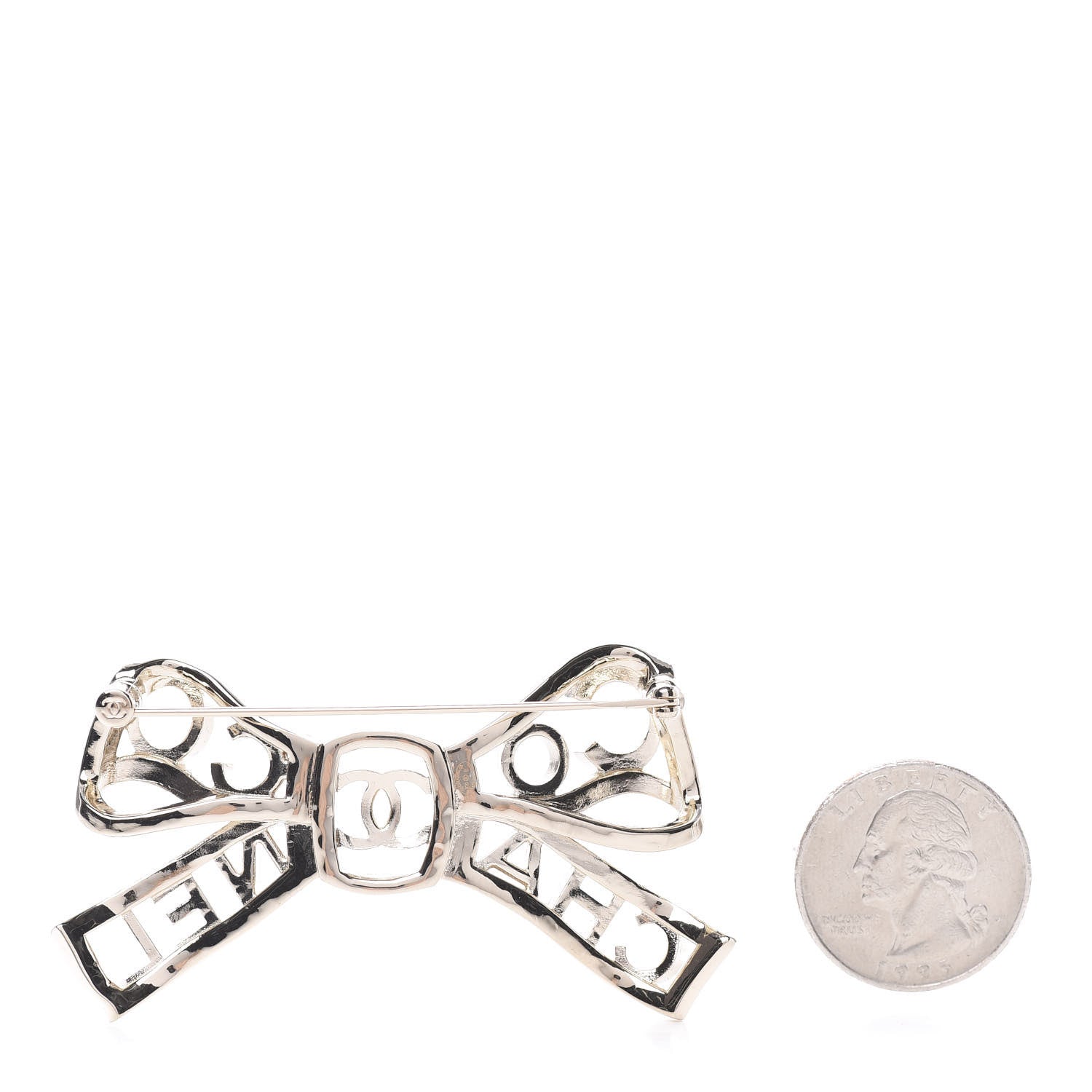 Chanel Metal Crystal Bow-tiful CC Brooch Gold 3 of 5