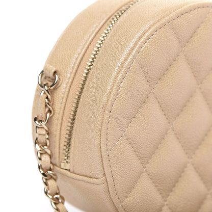 Chanel Iridescent Caviar Quilted Round Clutch With Chain Beige 10 of 10