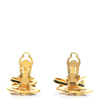 Chanel Enamel CC Drop Clip On Earrings Black Gold 3 of 4