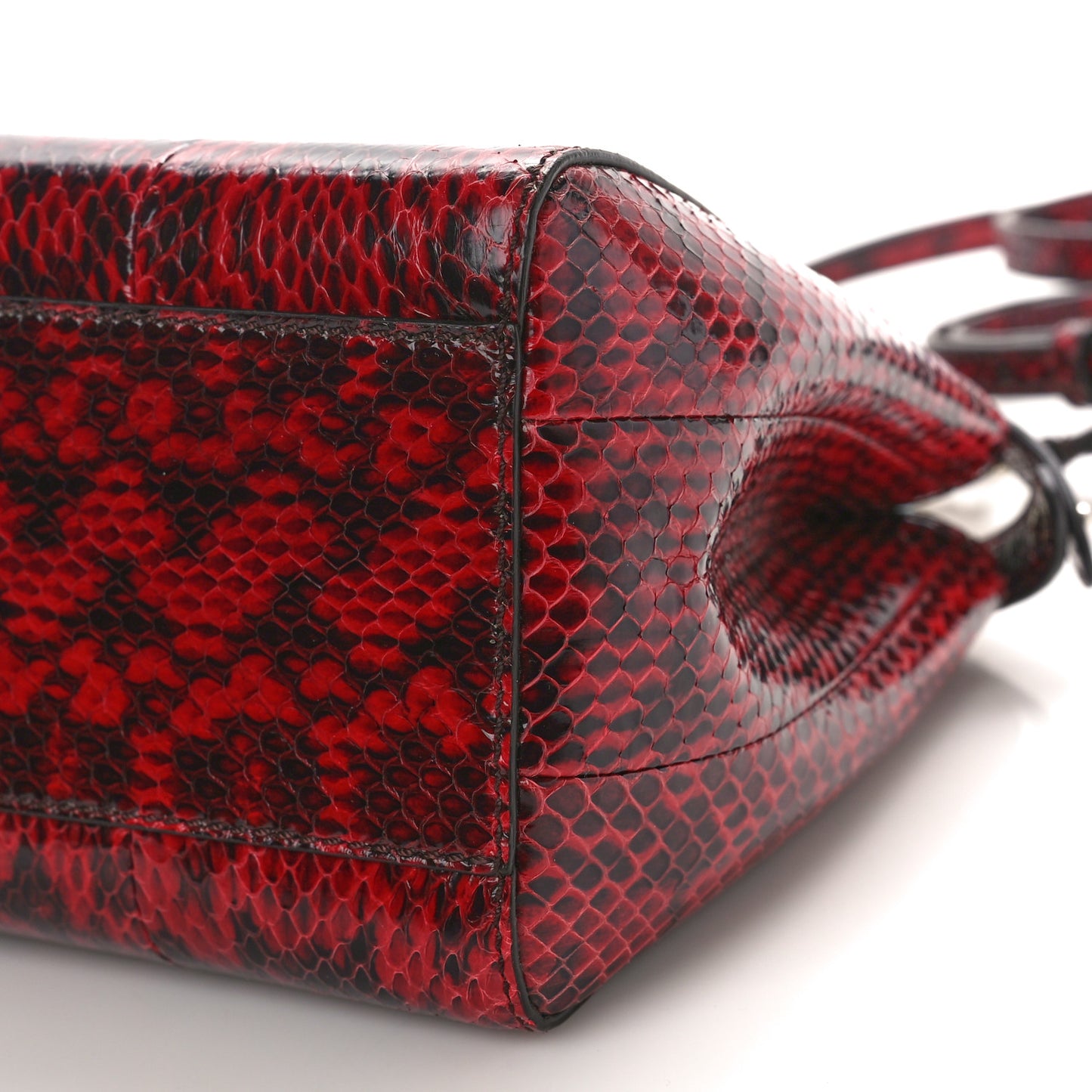 Snakeskin Shiny Nappa Mini Peekaboo Iconic Satchel Red