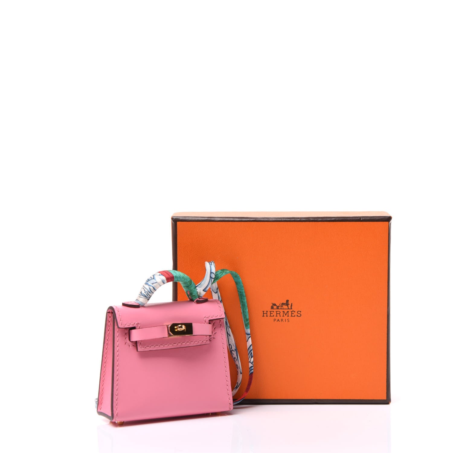 Hermes Tadelakt Mini Kelly Twilly Bag Charm Rose Confetti 4 of 4