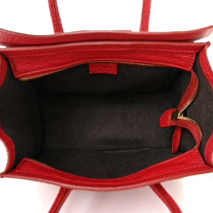 Celine Drummed Calfskin Nano Luggage Red 5 of 16