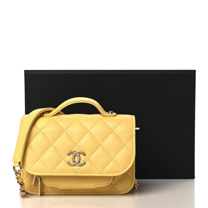 Chanel Caviar Quilted Business Affinity Clutch With Chain Flap Yellow 11 of 11