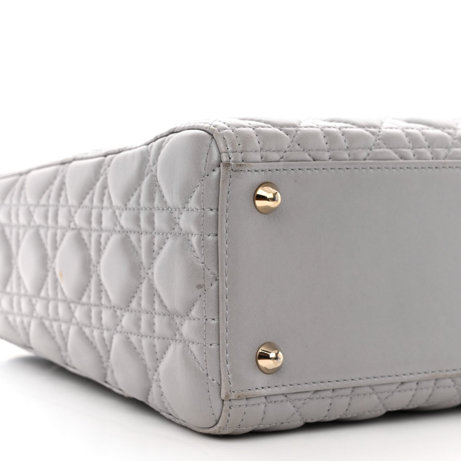 Christian Dior Metallic Lambskin Cannage Large Lady Dior Light Grey 9 of 14