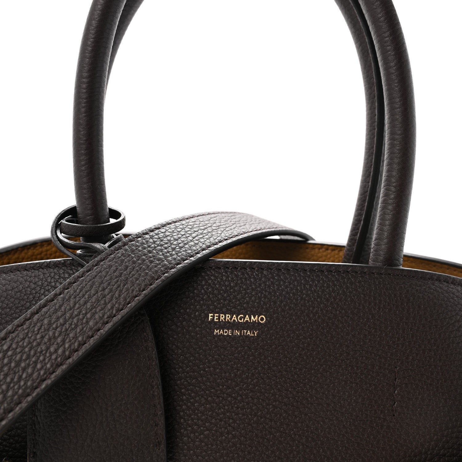 Salvatore Ferragamo Calfskin Small Hug Bag Testa Di Moro Burnt Ocra 8 of 10