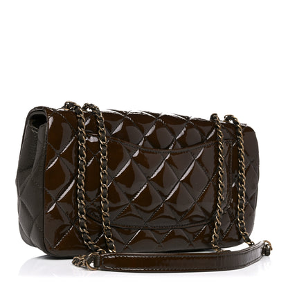 Chanel Patent Goatskin Quilted Medium CC Eyelet Flap Khaki 3 of 10