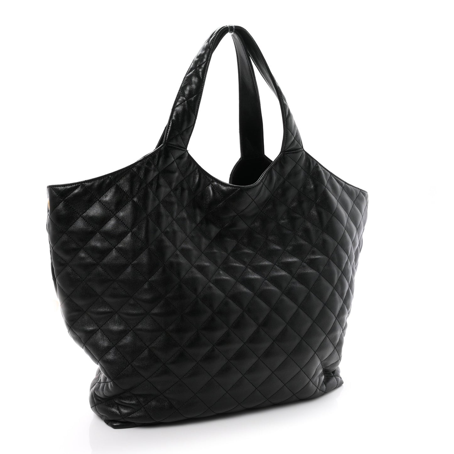 Lambskin Quilted Maxi Icare Shopping Tote Black