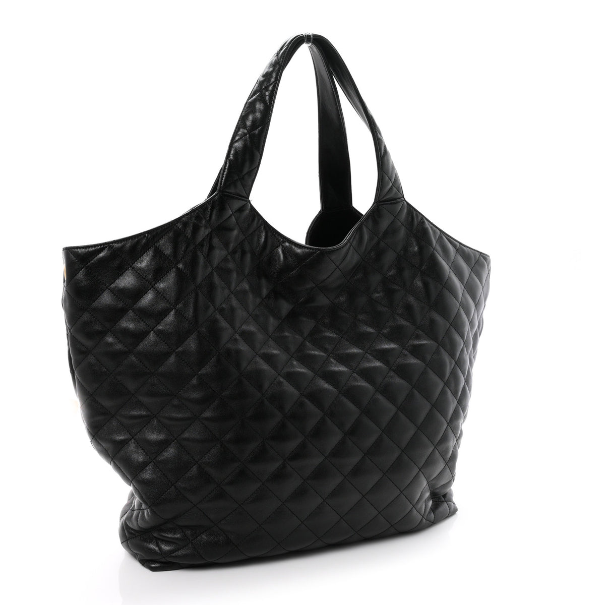 Saint Laurent Lambskin Quilted Maxi Icare Shopping Tote Black 4 of 11