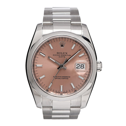 Rolex Stainless Steel 34mm Oyster Perpetual Date Watch Pink 115200 1 of 11