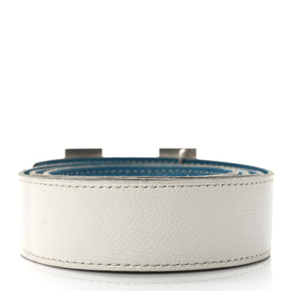 Hermes Box Togo 32mm H Belt 85 White Blue Jean 2 of 5