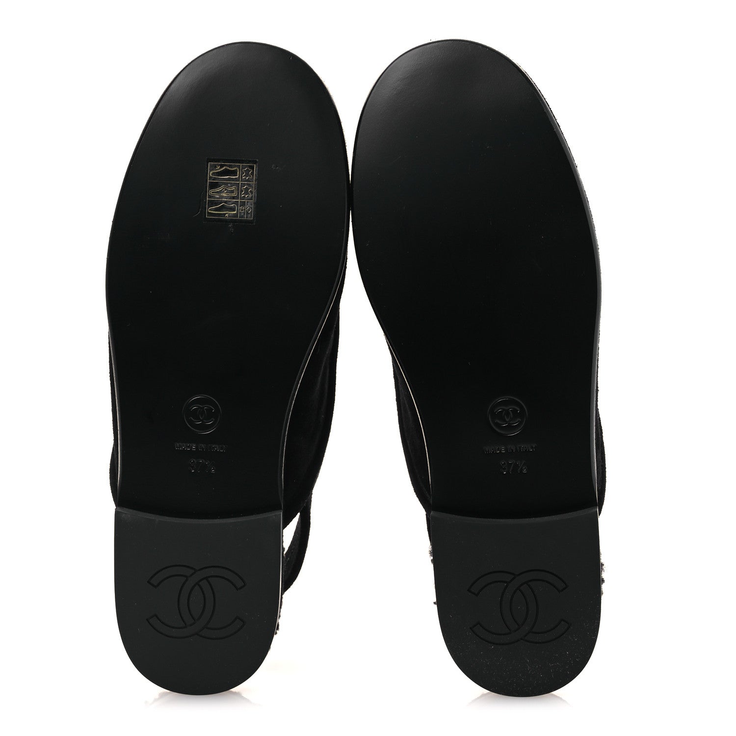 Chanel Suede Calfskin CC Slingback Loafers 37.5 Black 7 of 11
