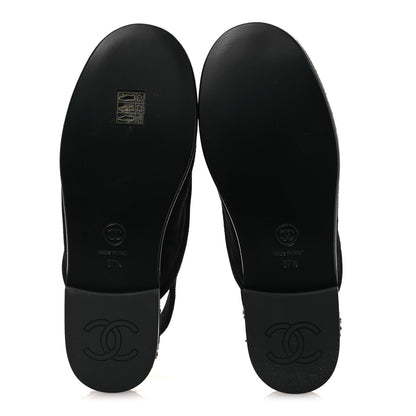 Chanel Suede Calfskin CC Slingback Loafers 37.5 Black 7 of 11