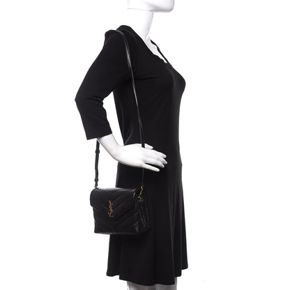 Saint Laurent Calfskin Y Quilted Monogram Toy Loulou Crossbody Bag Black 2 of 13