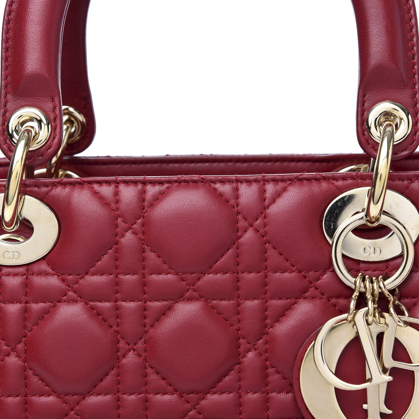 Lambskin Cannage Medium Lady Dior Red