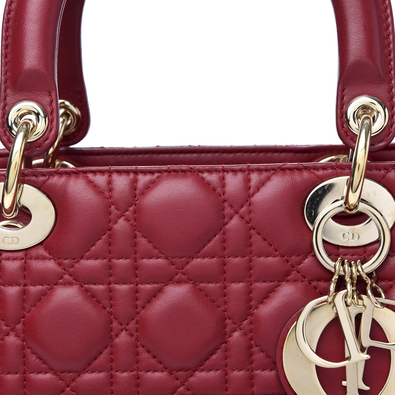 Christian Dior Lambskin Cannage Medium Lady Dior Red 10 of 10