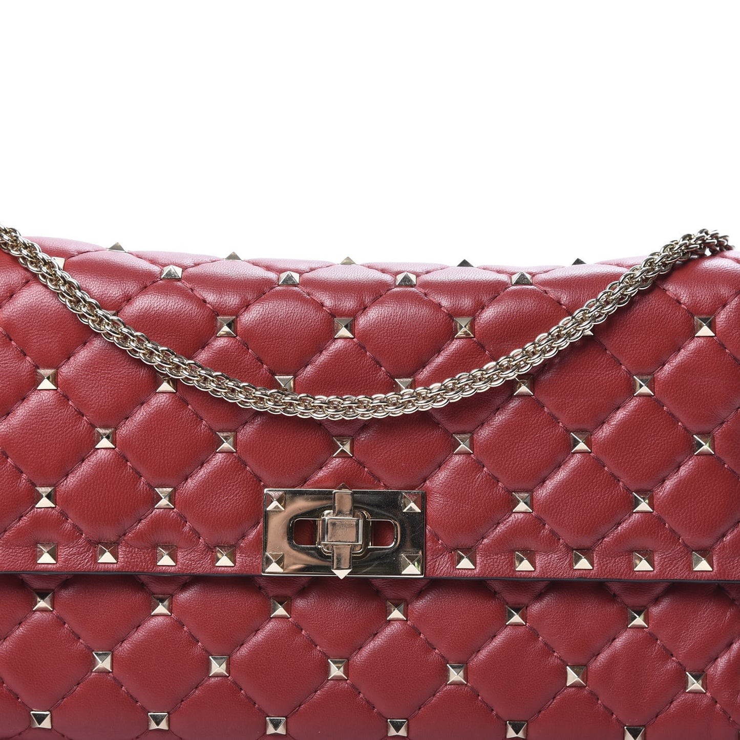 Nappa Rockstud Spike Wallet on Chain Rubino