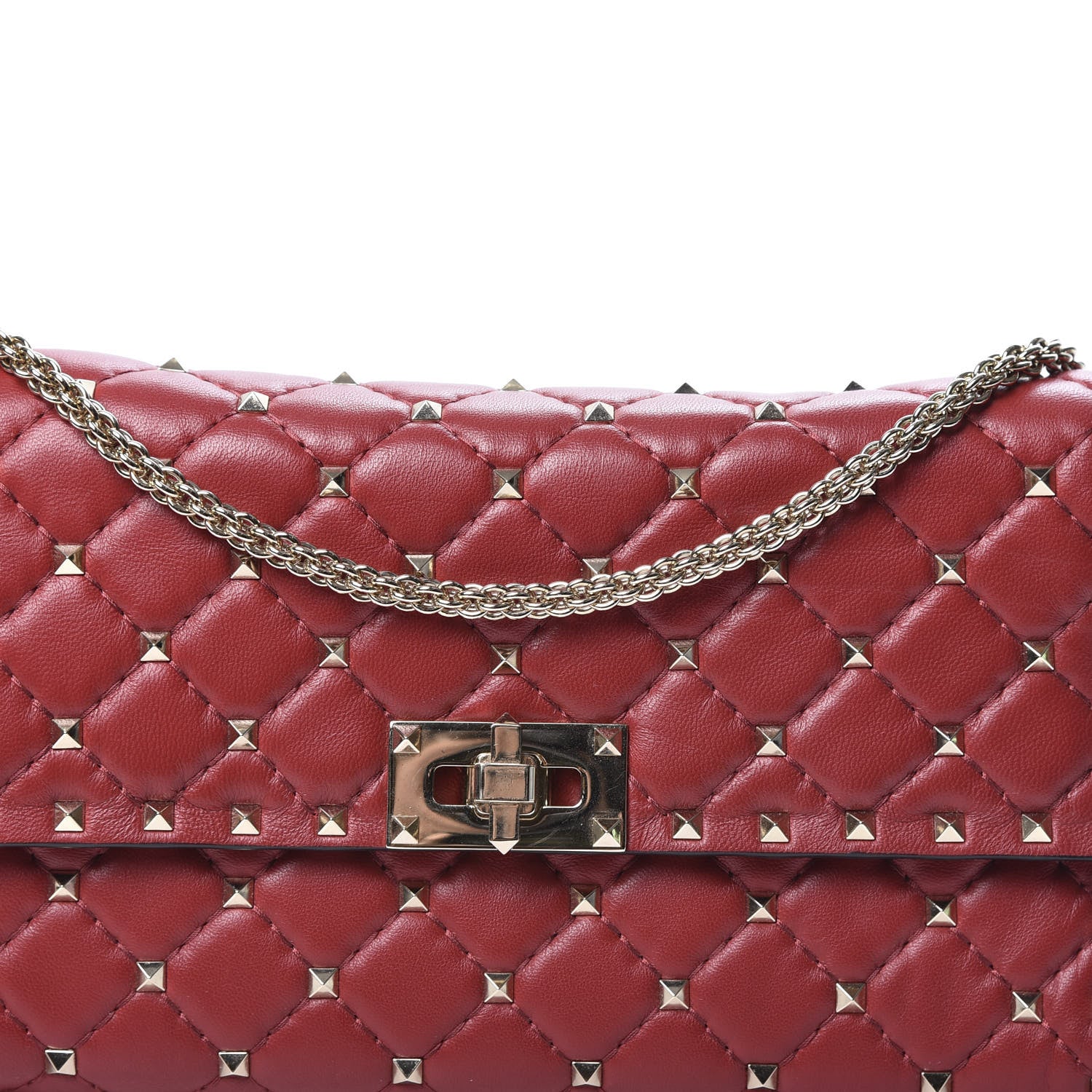 Valentino Garavani Nappa Rockstud Spike Wallet on Chain Rubino 8 of 8