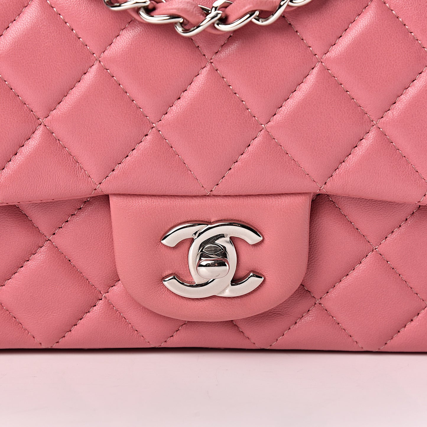 Lambskin Quilted Mini Rectangular Flap Pink