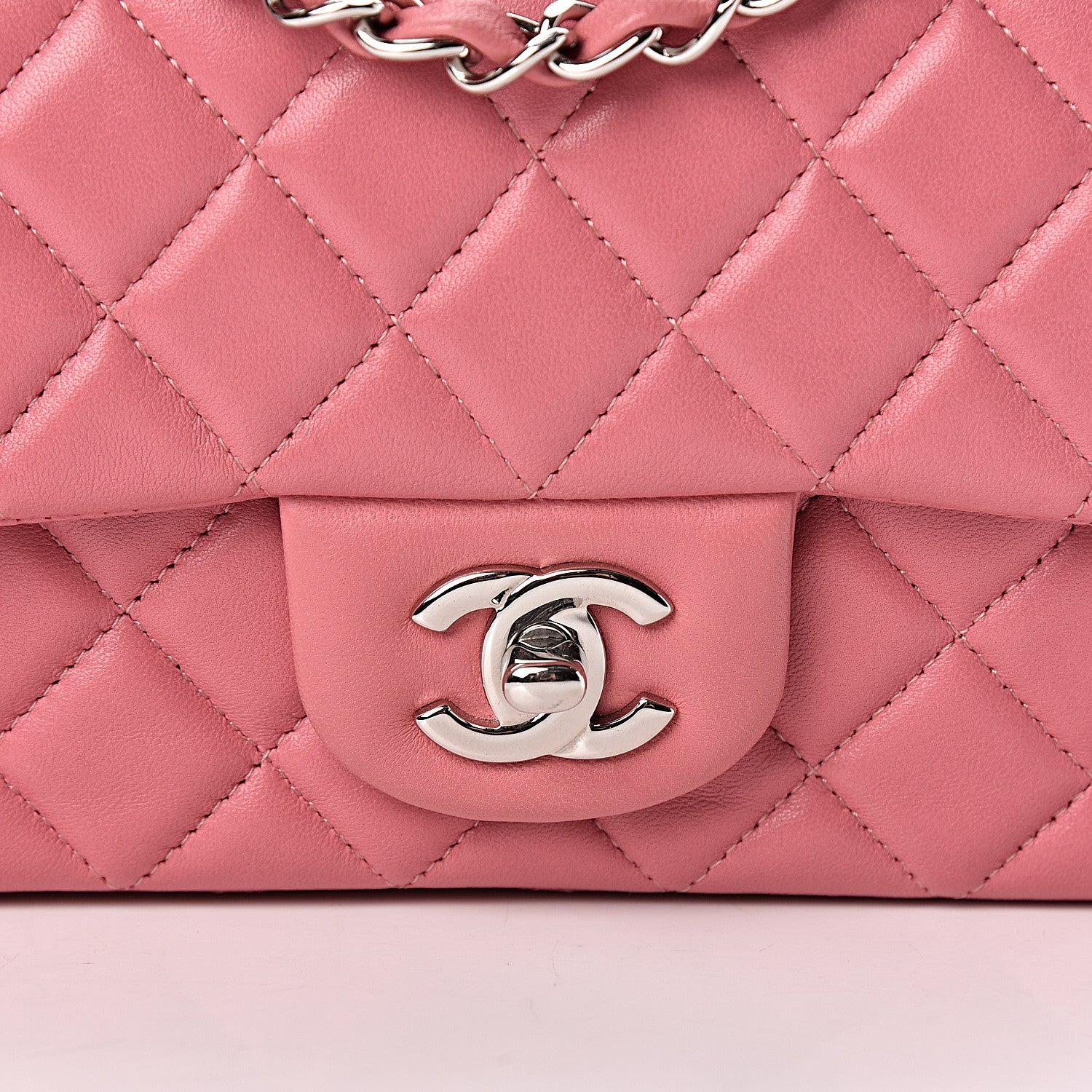 Chanel Lambskin Quilted Mini Rectangular Flap Pink 8 of 10