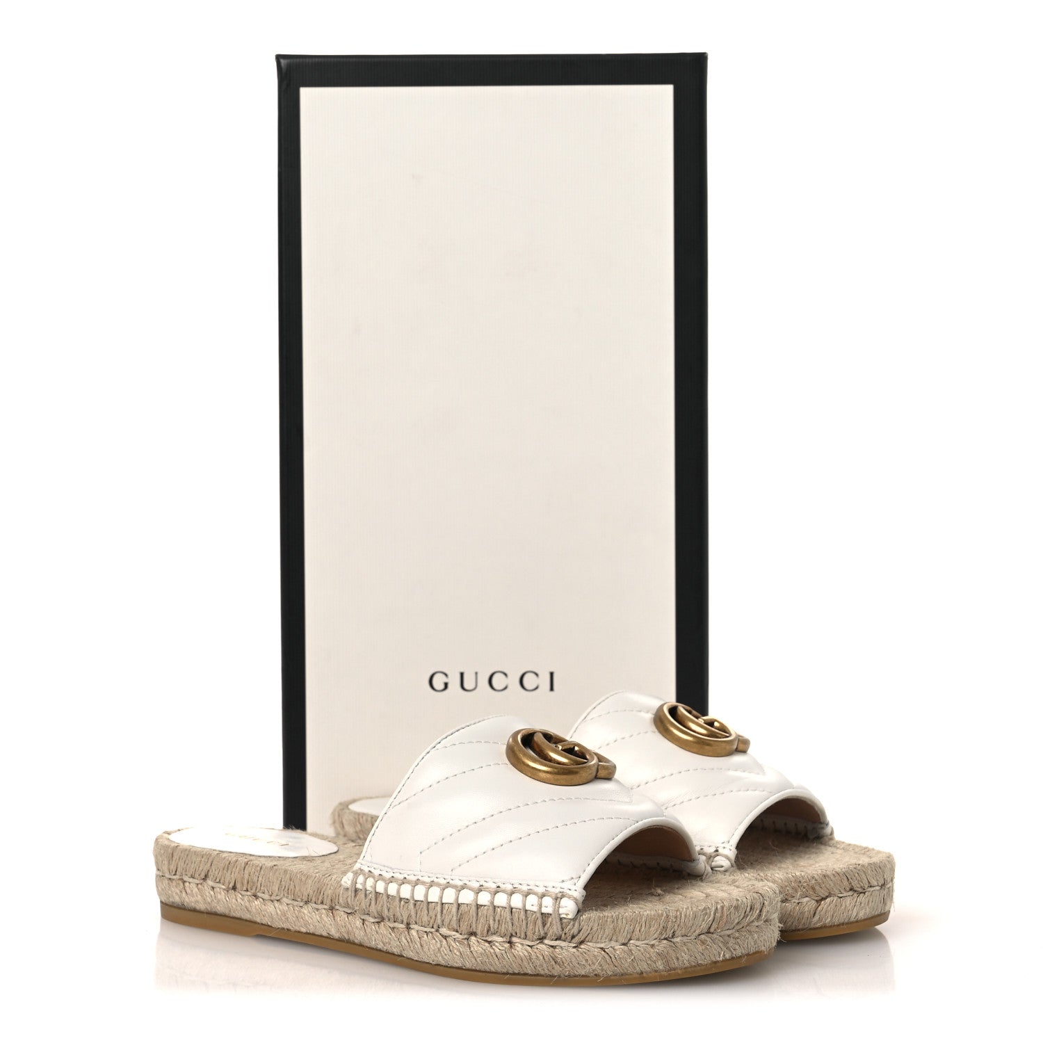 Gucci Nappa Matelasse GG Marmont Espadrille Slide Sandals 35 Great White 11 of 11
