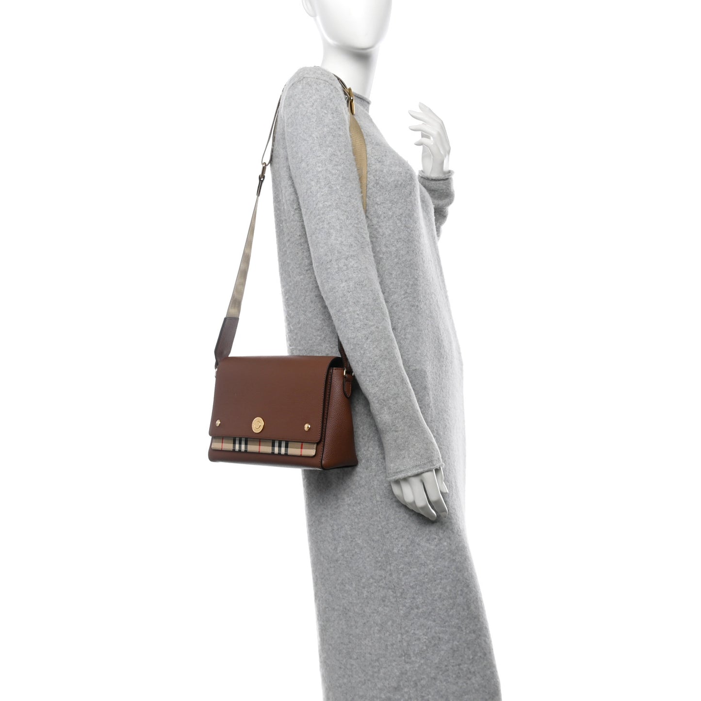 Calfskin Vintage Check Note Crossbody Bag Tan