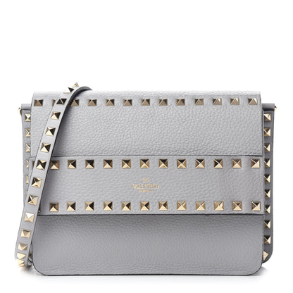 Valentino Garavani Pebbled Calfskin Rockstud Side Slip Crossbody Pastel Grey 1 of 9