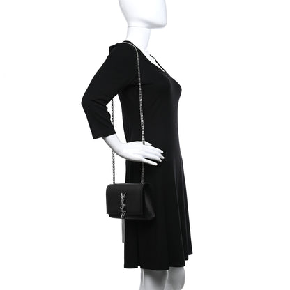 Saint Laurent Grain De Poudre Small Classic Monogram Kate Tassel Satchel Black 2 of 12