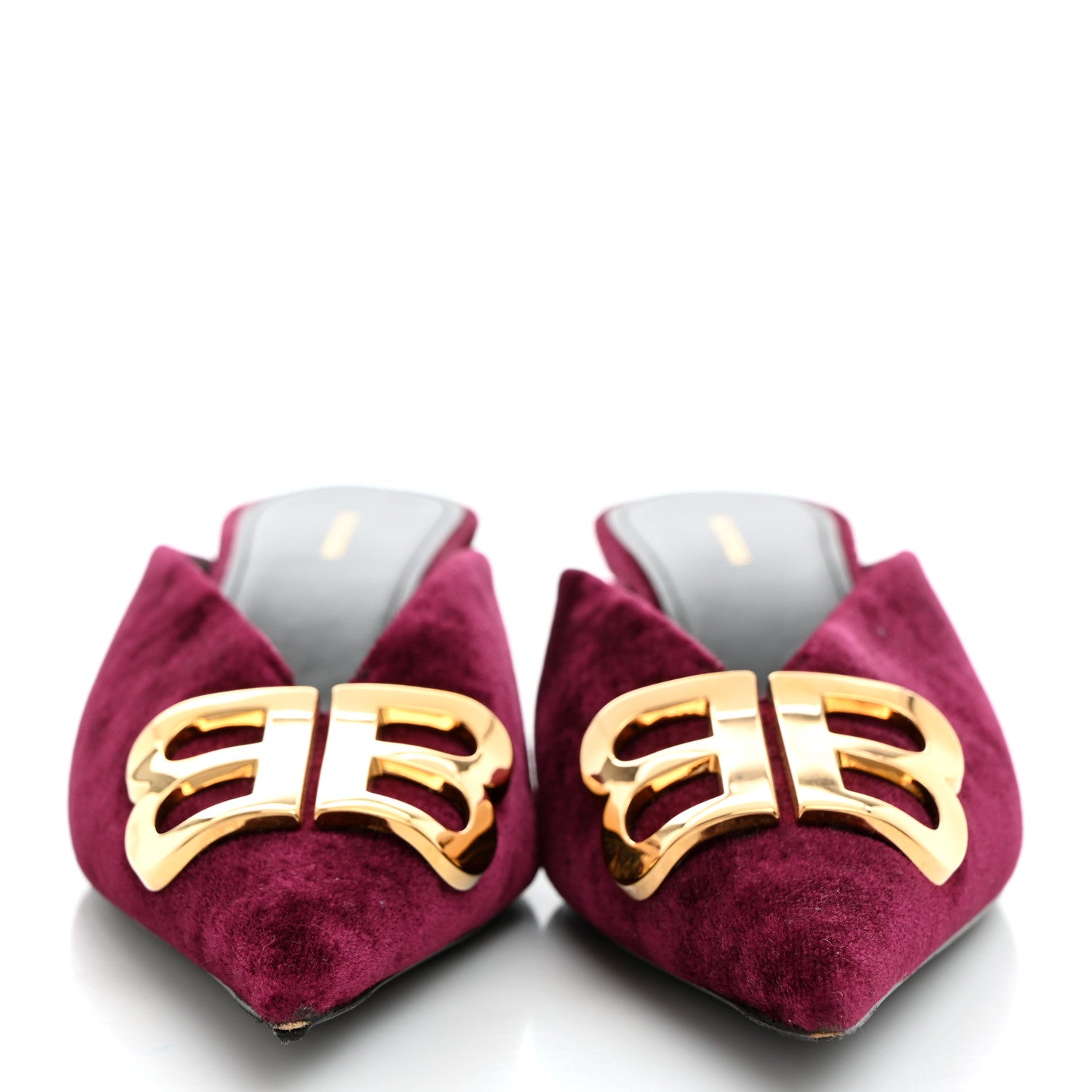 Balenciaga Velvet Extreme BB Knife Pointed Toe 40mm Mules 38.5 Rouge Prune 2 of 9