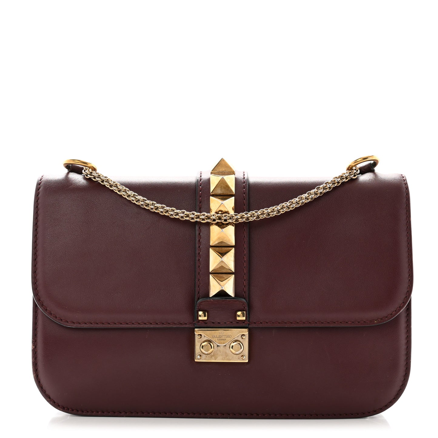 Vitello Medium Glam Lock Rockstud Flap Rubin