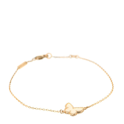 Van Cleef & Arpels 18K Yellow Gold Mother of Pearl Sweet Alhambra Butterfly Bracelet 1 of 6
