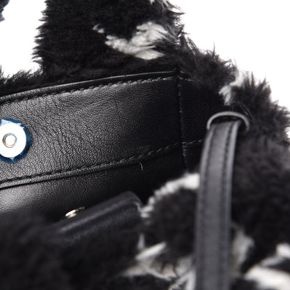 Balenciaga Faux Fur Diagonal Logo Everyday Phone Holder Tote Black White 10 of 11