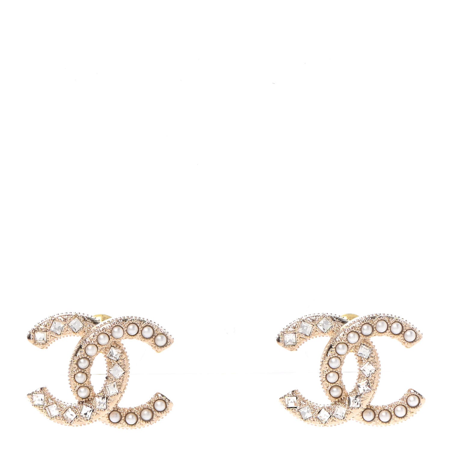 Chanel Pearl Crystal CC Earrings Gold 1 of 4