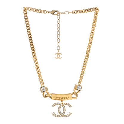 Chanel Crystal CC Chain Link Choker Necklace Gold 2 of 4